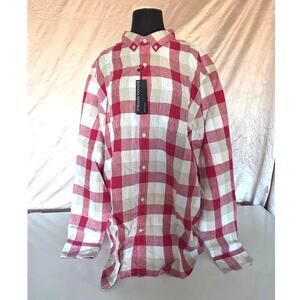 Banana Rep. Men's Red/White/Tan Camden Fit Linen Button Up - XL T